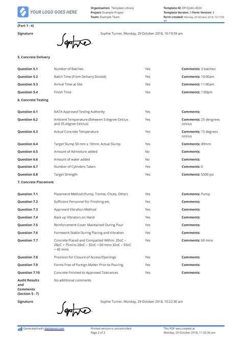 Quality Control Checklist For Construction Use The Free Template