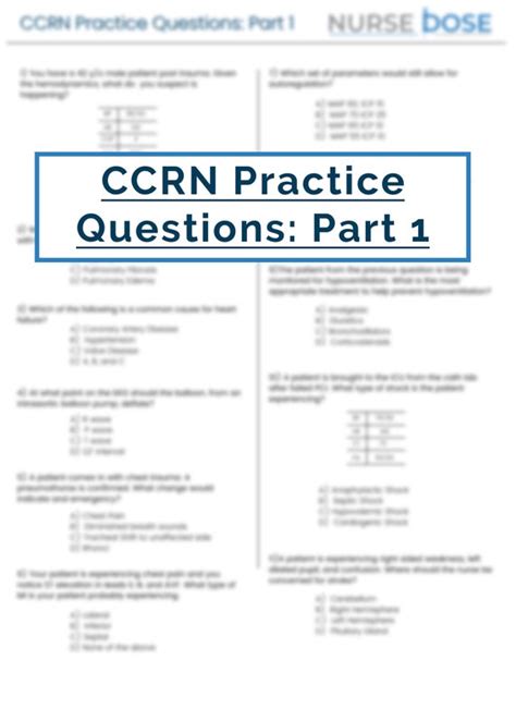 Ccrn Review Practice Questions Printable For Critical Care Etsy