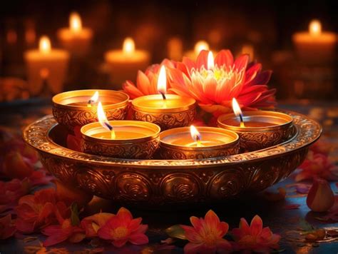 Premium Photo | A diwali card with candles showing diwali on the ...