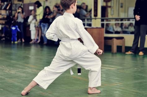 Premium Photo | Kids of karate training and exam in karate