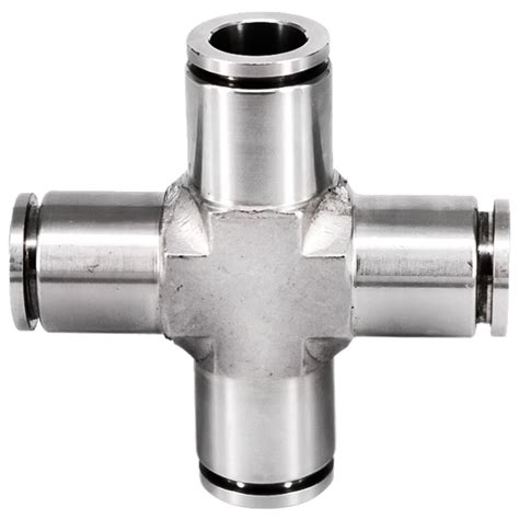 Stainless Steel Four Way Tube Connector Pza Cross Quick Joints Air