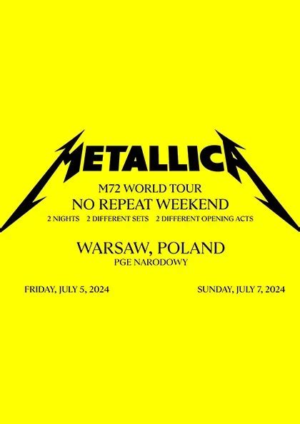 Metallica M72 World Tour I Bilety jednodniowe do Warszawa ᐉ Bilet na