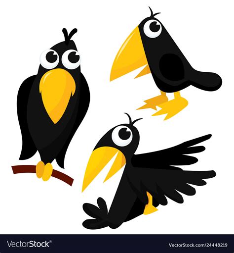 Cute Cartoon Crows Royalty Free Vector Image Vectorstock