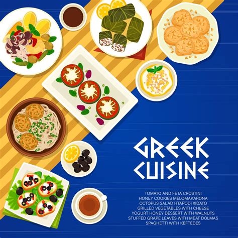 Greek Cuisine Vector Menu Cover Food Of Greece 11860895 Vector Art At