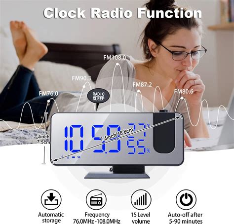 Reloj despertador digital de proyección para dormitorios radio reloj