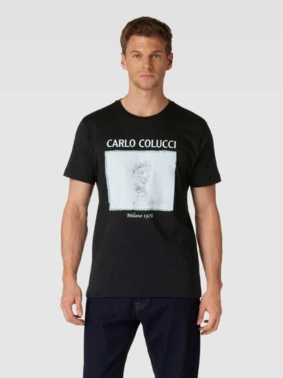 CARLO COLUCCI T Shirt Mit Motiv Und Label Print Black Online Kaufen