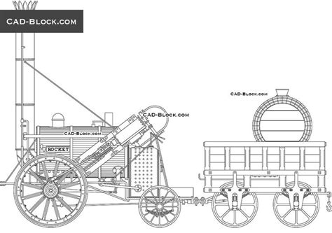 Stephensons Rocket Cad Block Autocad 2d Vector Drawing Cad Blocks