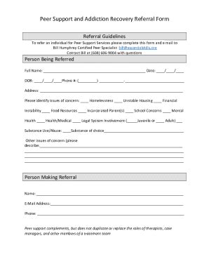 Fillable Online Peer Support Referral Form Fax Email Print Pdffiller