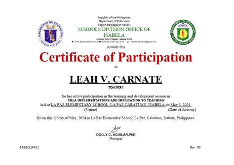 Certificate Of Recognition Crla May Pdf