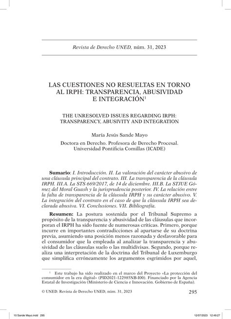 Pdf Las Cuestiones No Resueltas En Torno Al Irph Transparencia