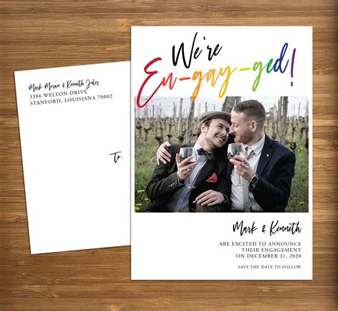 Gay Engagement Announcement Same Sex Engagement Announcement Card