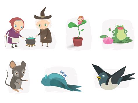 Thumbelina Characters by Gabriel Dzieslaw on Dribbble