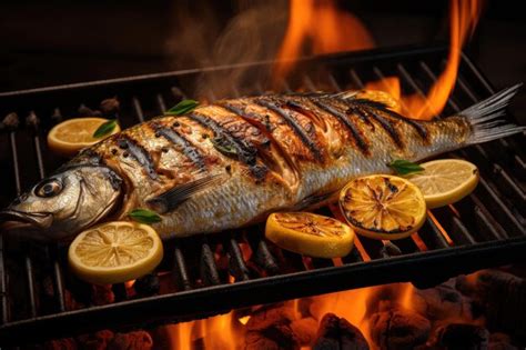 Premium Ai Image Grilled Fish On Charcoal