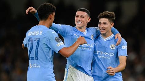 Man City 3 1 Red Star Belgrade Champions League Holders Begin Defence