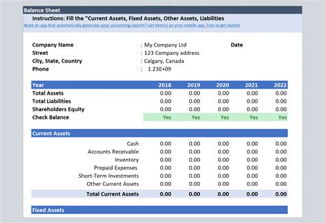 Simple Balance Sheet Templates Vencru