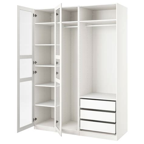 Paxtyssedal Wardrobe Whitewhite Glass 175x58x236 Cm Ikea Latvija