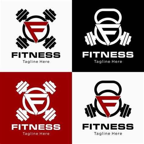 Premium Vector Letter F Monogram Circle Barbell Kettlebell Fitness