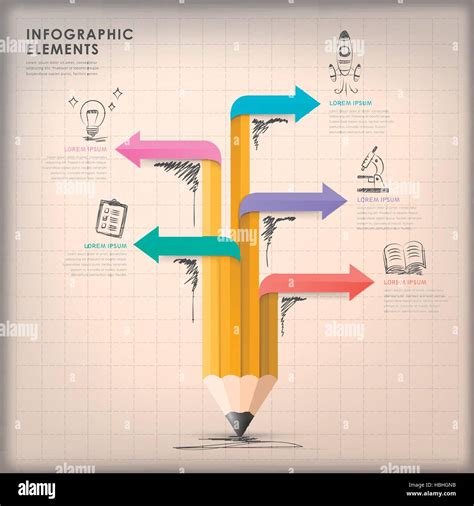 Hand Draw Style Vector Arrow Pencil Infographic Elements Stock Vector