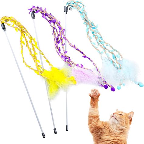 Amazon Naaji Interactive Cat Wand Toys Set Feather Teaser Bell