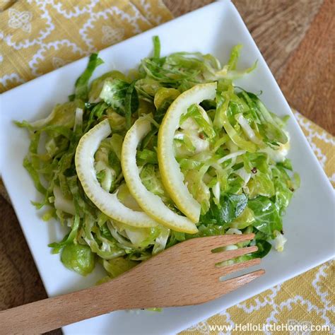 Shredded Brussels Sprout Salad With Lemon Garlic Vinaigrette