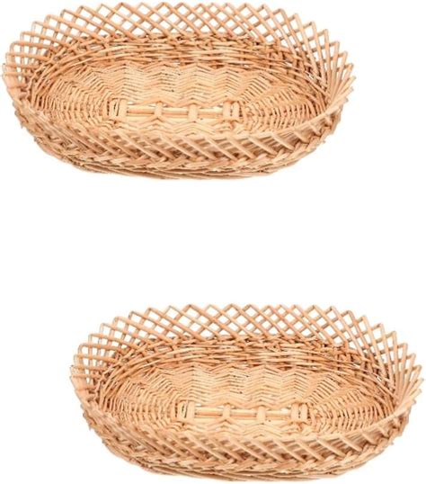 Amazon Vosarea Pcs Wicker Fruit Bowl Rattan Tray For Bread Woven