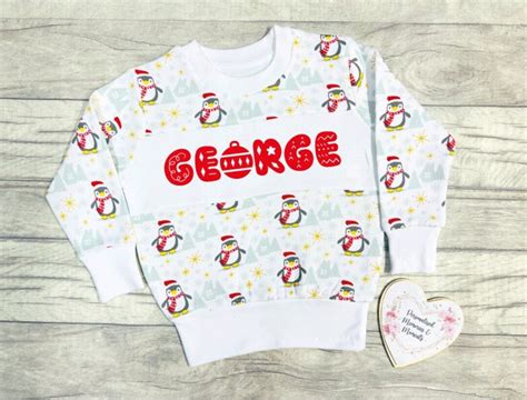 Personalised Childrens Christmas Jumper Xmas Sweatshirt Christmas Gift ...