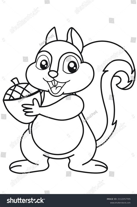 Squirrel Holding Nut Coloring Page Colouring Stock Illustration 2112257705