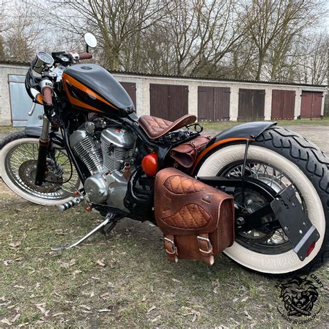 Motorcycle Saddlebag Honda Shadow Vt600 Spider Vintage Brown Diamond