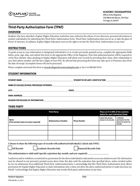 Fillable Online Third Party Authorization Form Tpaf