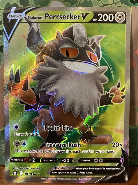 Galarian Perrserker V Full Art Nm M Lost Origin Pokemon Card