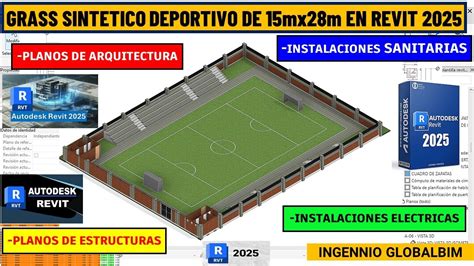 Plantilla Losa Deportivo Con Grass Sintetico En Revit Imprime