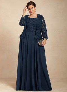 Us A Line Square Neckline Floor Length Chiffon Lace Mother Of