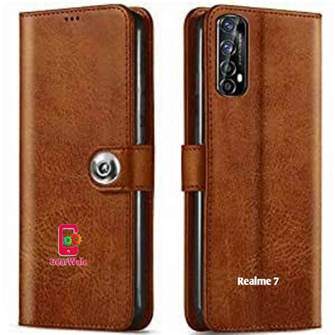 Realme 7 Premium Leather Finish Flip Cover