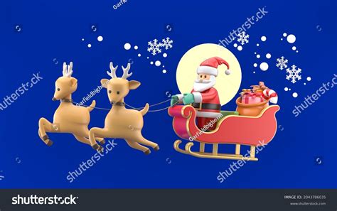 Santa Claus Riding Reindeer Sleigh Surrounded Stock Illustration 2043786035 Shutterstock