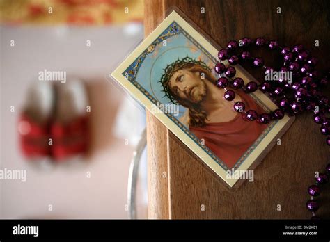 Religious Paraphernalia In A Bedroom Chedde Haute Savoie France