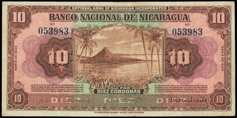 Nicaragua 10 Cordobas Banknote 1935world Banknotes And Coins Pictures