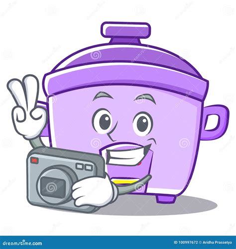 Photography Rice Cooker Character Cartoon Stock Vector - Illustration ...