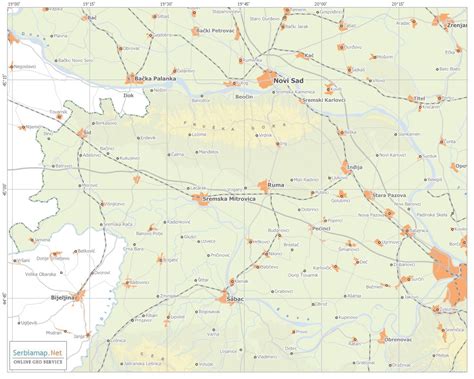 Urban areas in Srem region Vojvodina Serbia Map • mappery