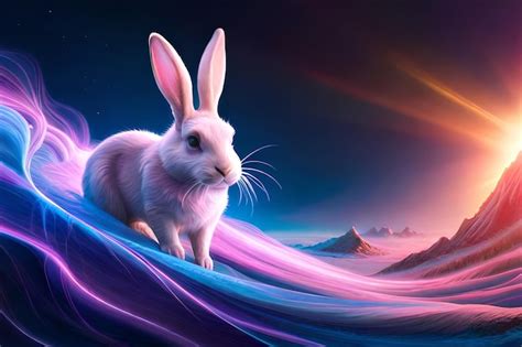 Premium Ai Image A Rabbit On A Purple Background