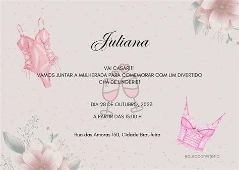 Convite Digital Chá de Lingerie Elo7 Produtos Especiais