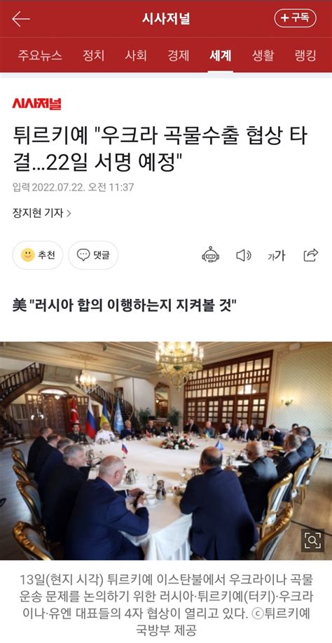 튀르키예 구 터키 우크라 곡물수출 협상 타결22일 서명예정 주식 에펨코리아