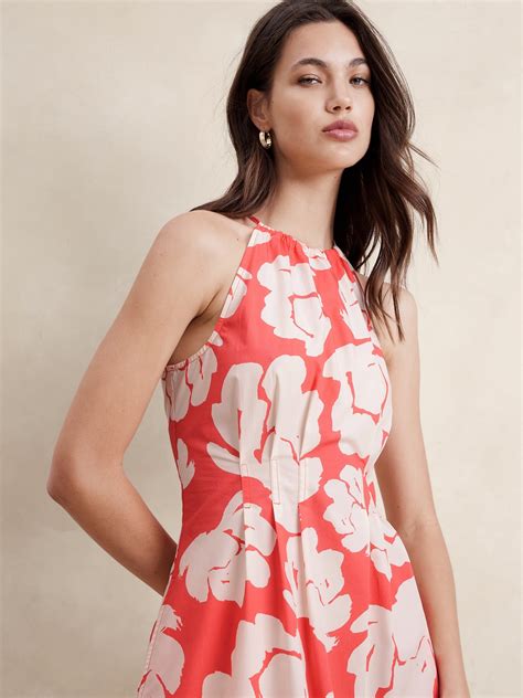 Poplin Halter Midi Dress Banana Republic Factory