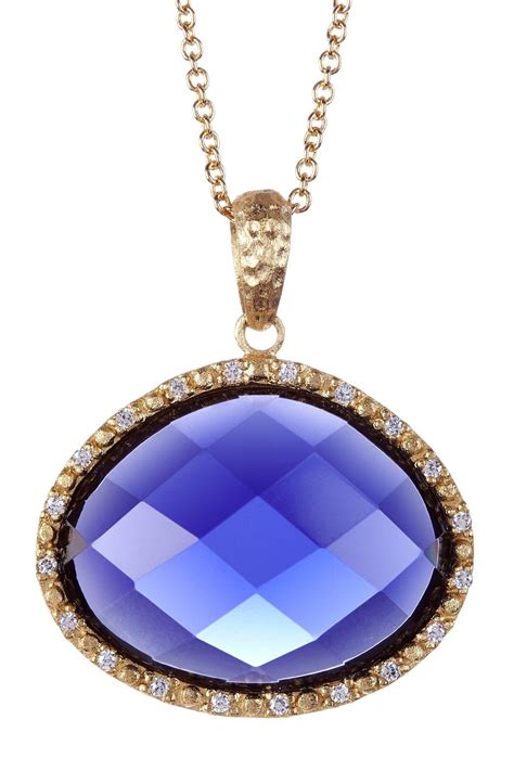 Faceted Iolite Pendant Necklace Iolite Pendant Bezel Diamond Iolite