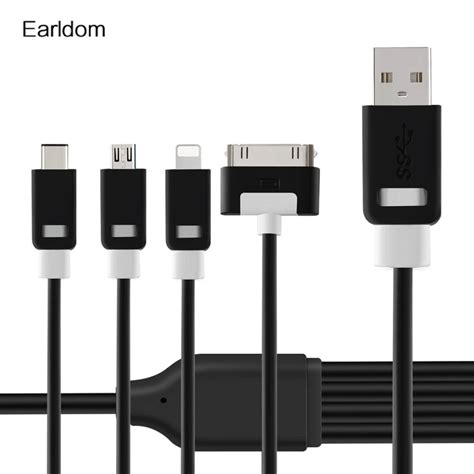 Earldom Multiple Connector 4 In 1 Charging Usb Cable Mobile Phone Cables Micro Usb Cable For