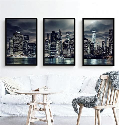 Kit Quadros Decorativos Nova York Ponte Brooklyn Molduras