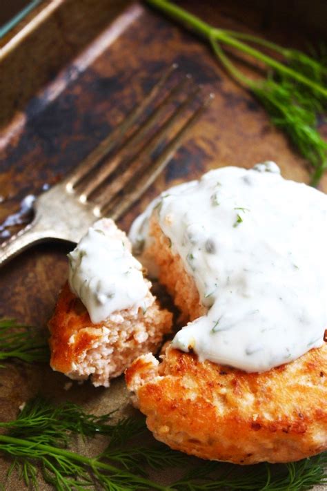 Salmon Burgers With Dill Caper Yogurt Sauce Recipe Salmon Burgers Yogurt Sauce Food