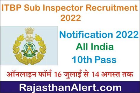 Itbp Sub Inspector Recruitment 2022 आईटीबीपी 37 एसआई वैकेंसी