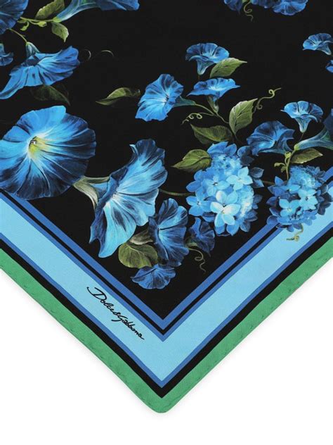 Dolce Gabbana Floral Print Silk Scarf Blue FARFETCH