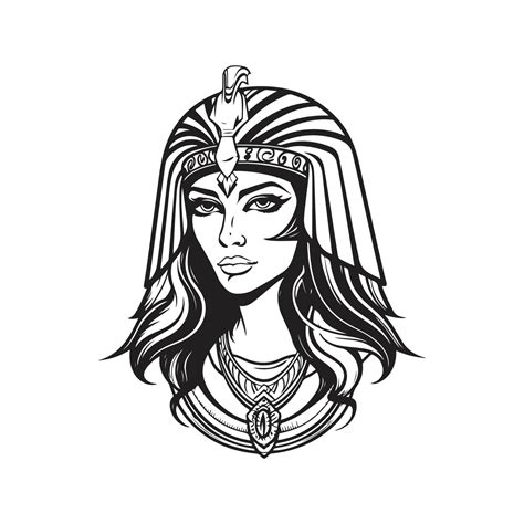 Beautiful Egyptian Cleopatra Logo Concept Black And White Color Hand