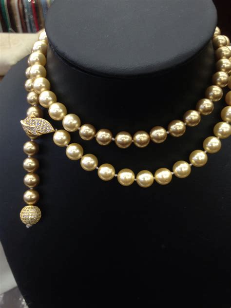 Fashion Jewelry Long Shell Pearl Necklace Gold Color Long Or Short Necklacke 10mm Leaf Clasp